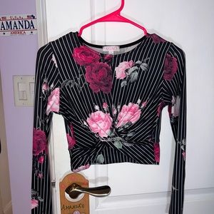 Long sleeve floral and black shirt
